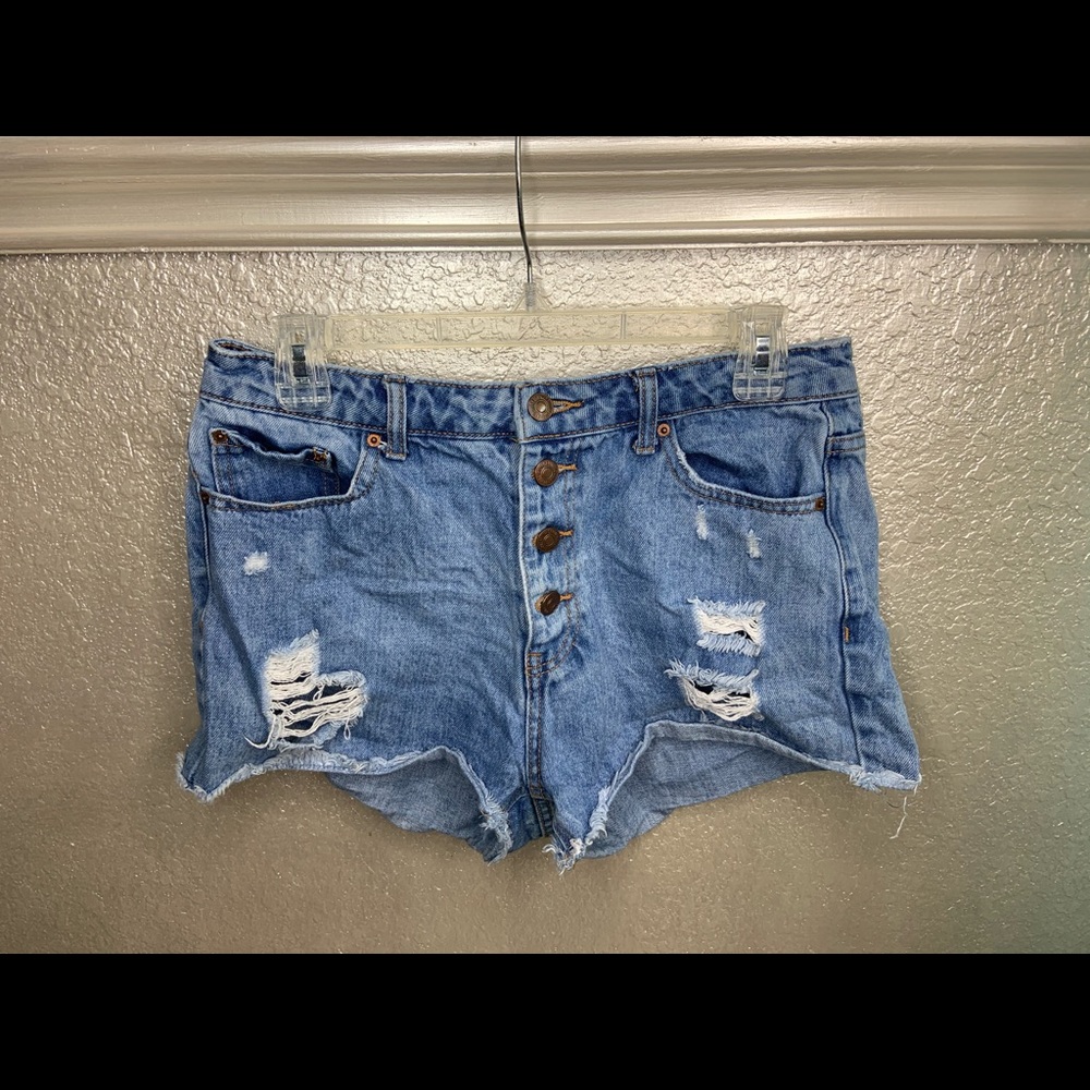 High waisted jean shorts
